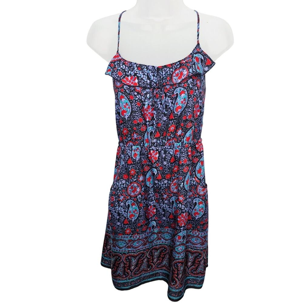 American Eagle Boho Red & Purple Paisley Festival Summer Y2k Style Dress Size S